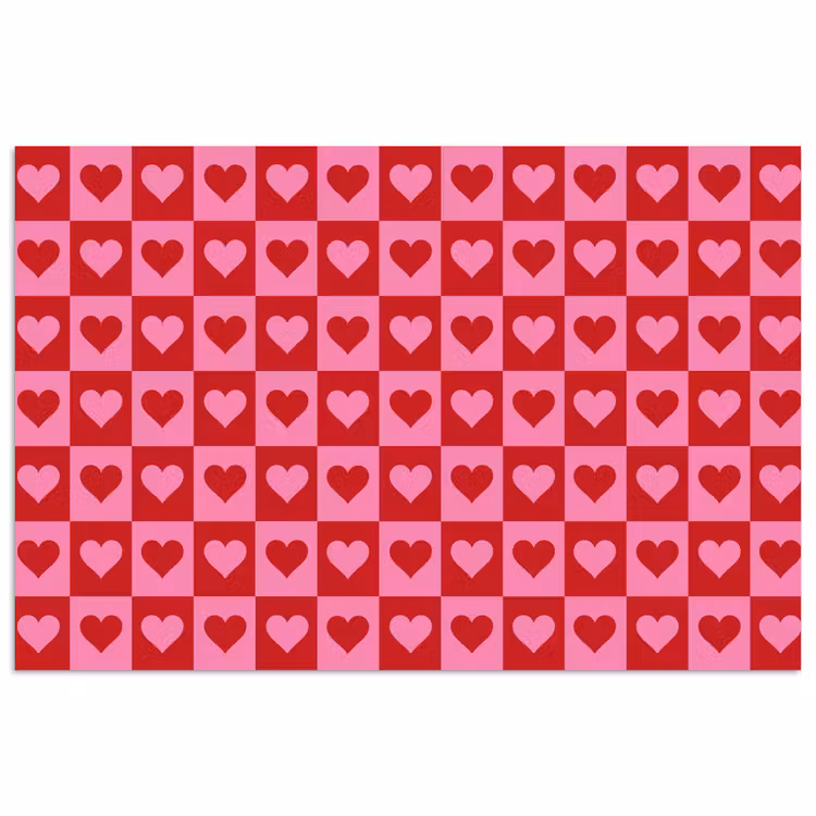 Poster - Rood - Roze - Schaakbord - Valentijn — 1
