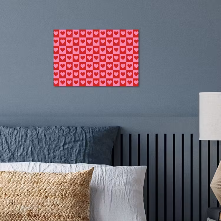 Poster - Rood - Roze - Schaakbord - Valentijn — 3