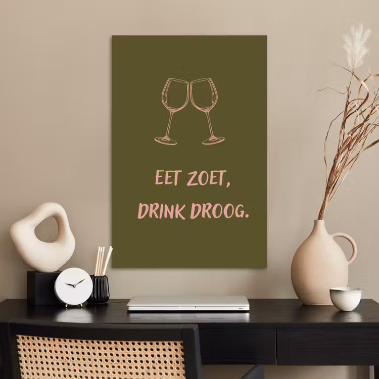 Poster - Roze - Groen - Wijn - Quote — 2
