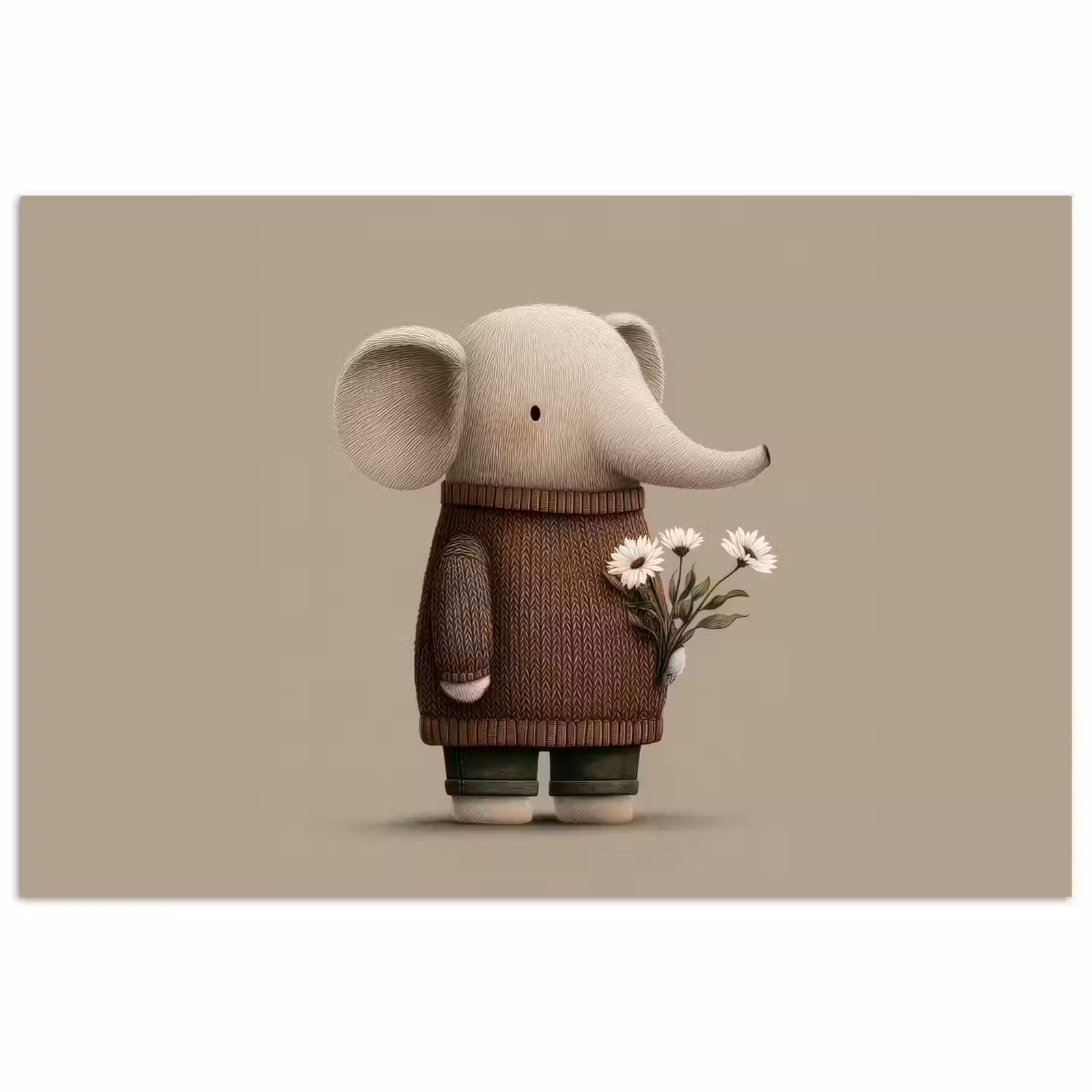 Poster - Olifant - Witte bloemen - Kindvriendelijk — 1