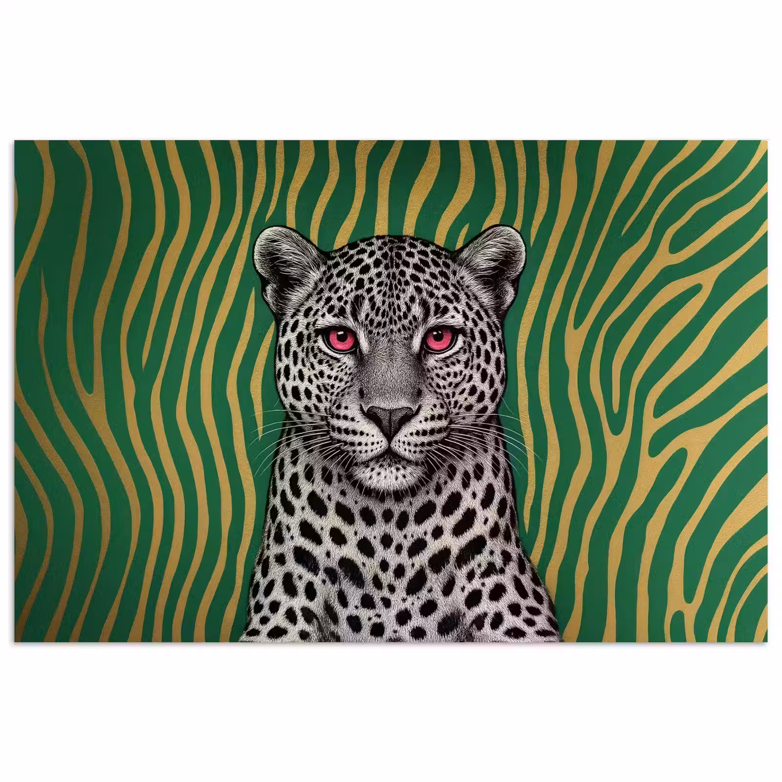 Poster - Panter - Zebrapatroon - Groen — 1