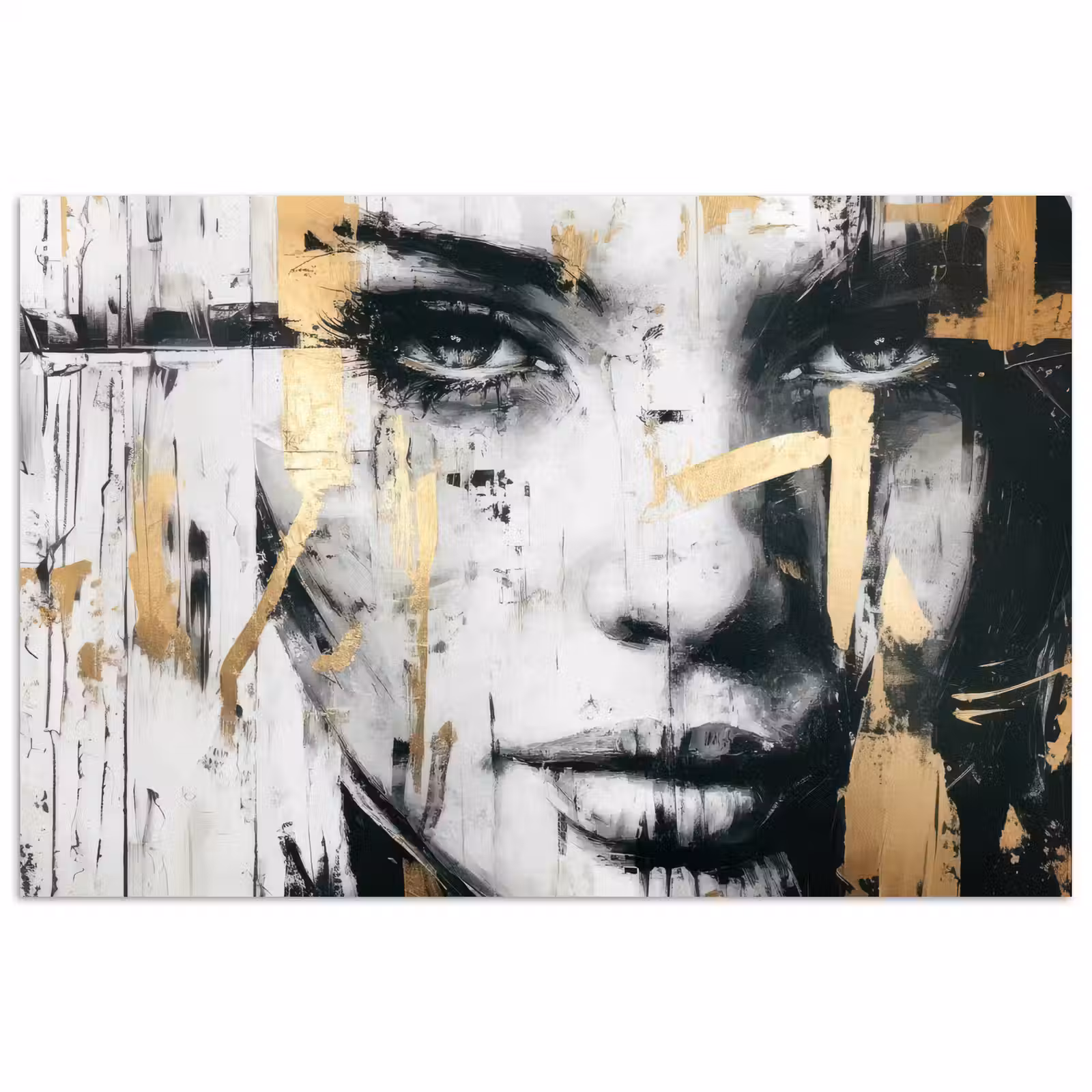 Poster - Portret - Vrouw - Penseelstreken - Goud — 1