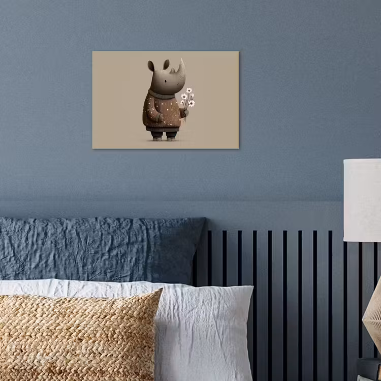 Poster - Neushoorn - Witte bloemen - Lief — 3