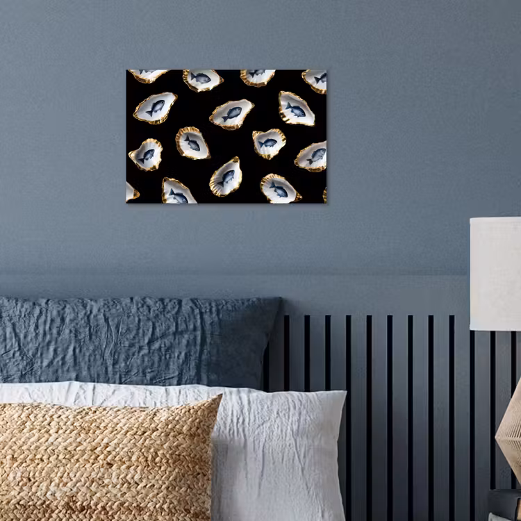 Poster - Oesters - Vissen - Blauw - Goud — 3