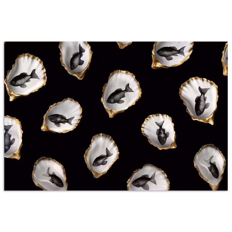 Poster - Oesters - Zwart - Vissen - Goud — 1