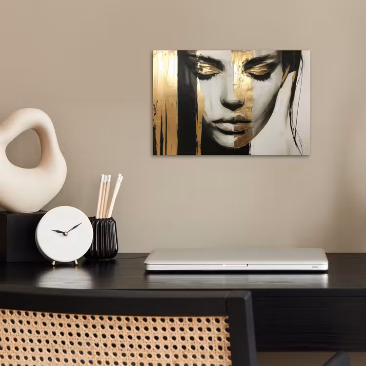 Poster - Ogen - Gezicht - Goud - Strepen — 2