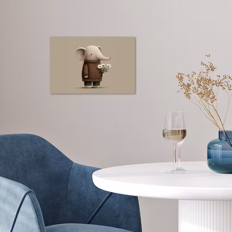 Poster - Olifant - Witte bloemen - Kindvriendelijk — 4