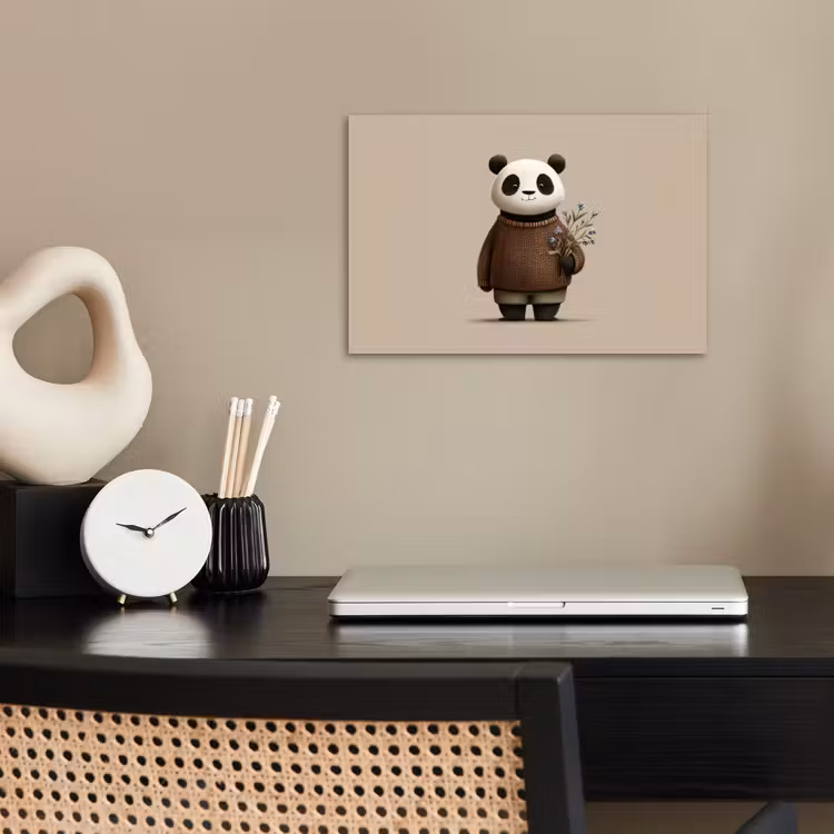 Poster - Panda - Blauwe bloemen - Zachtheid — 2