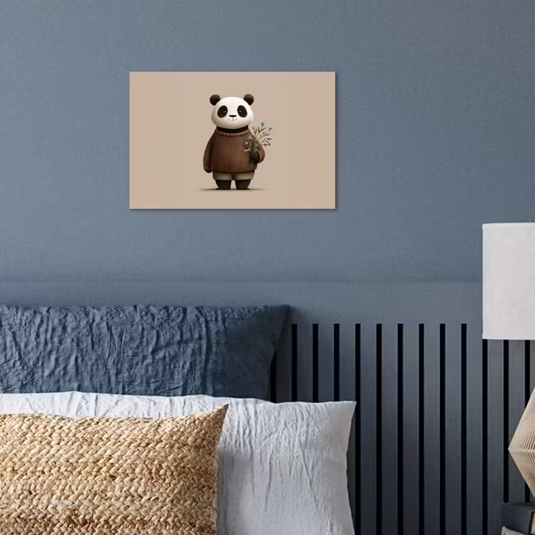 Poster - Panda - Blauwe bloemen - Zachtheid — 3