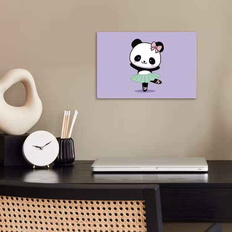Poster - Panda - Paars - Sierlijk - Kawaii — 2