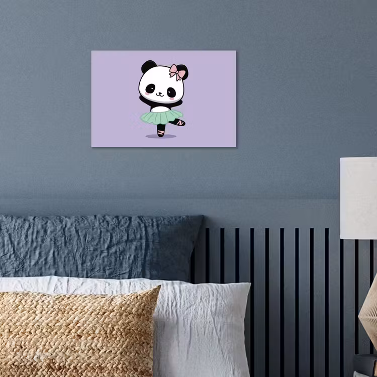 Poster - Panda - Paars - Sierlijk - Kawaii — 3