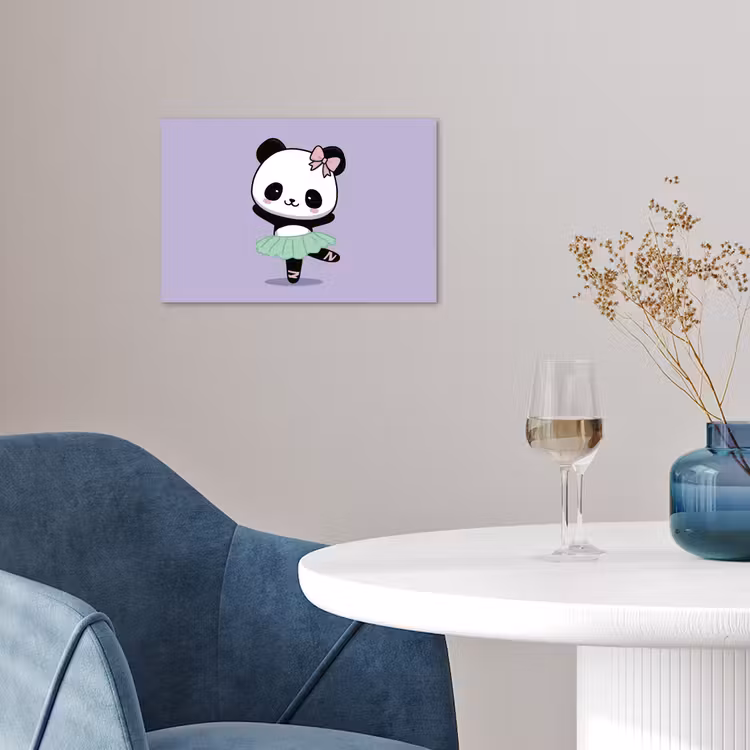 Poster - Panda - Paars - Sierlijk - Kawaii — 4