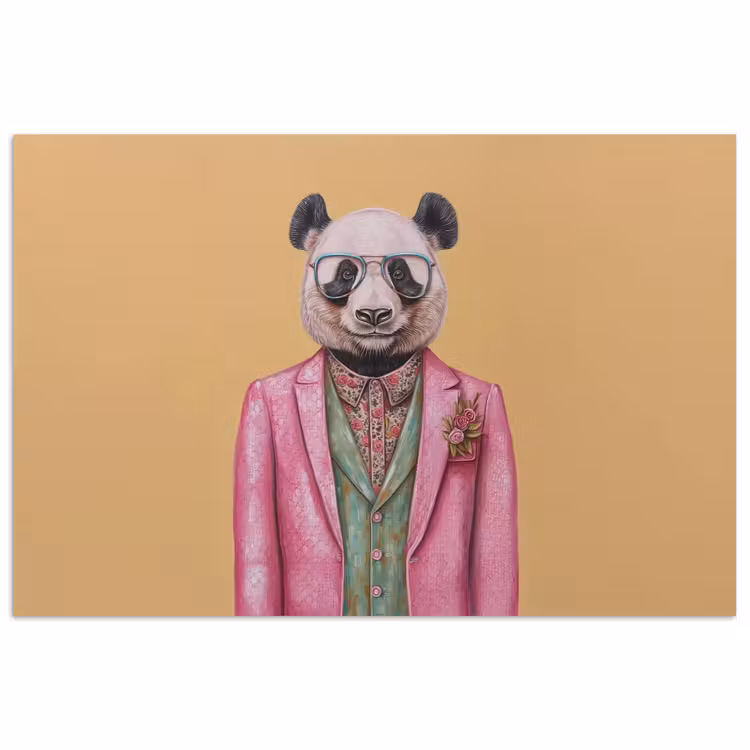 Poster - Panda - Pak - Zonnebril - Blauw — 1