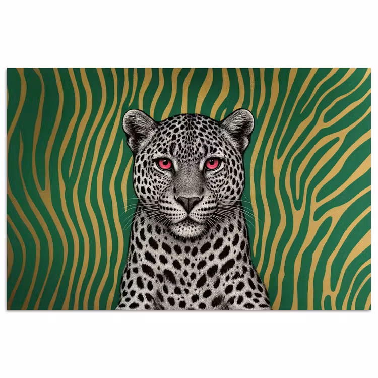 Poster - Panter - Zebrapatroon - Groen — 1