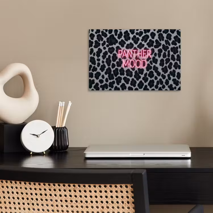Poster - Panterprint - Zwart - Neonletters - Roze — 2