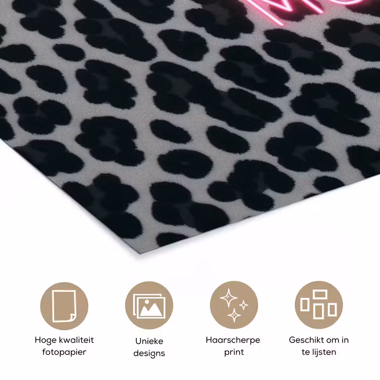 Poster - Panterprint - Zwart - Neonletters - Roze — 5