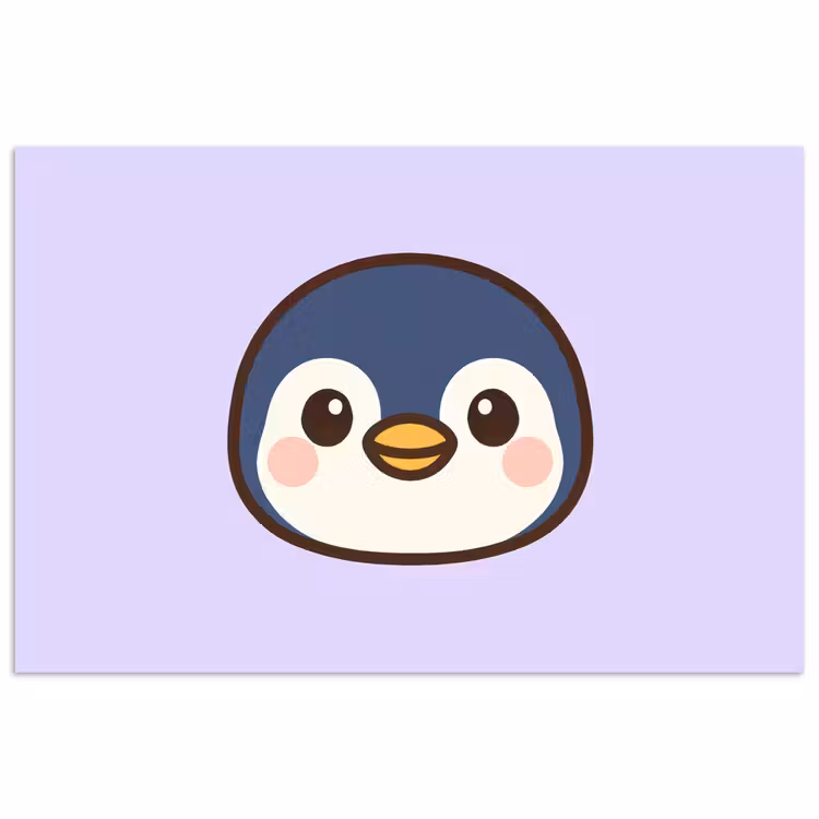 Poster - Pinguïn - Paars - Schattig — 1