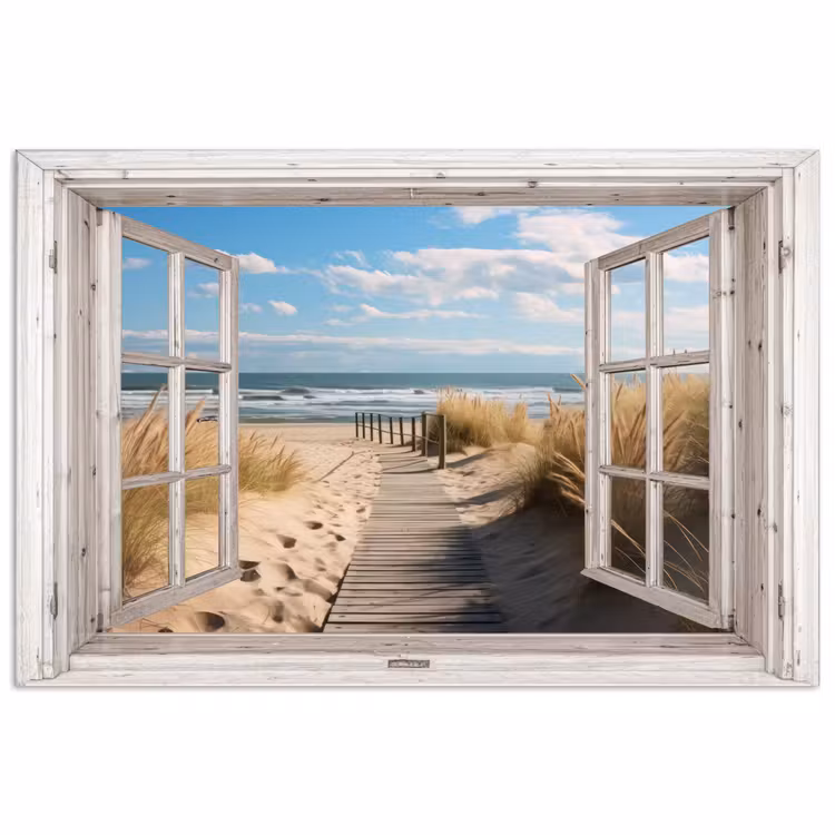 Poster - Raam - Zee - Kust - Natuur - Doorkijk - Strand - Waddenzee — 1