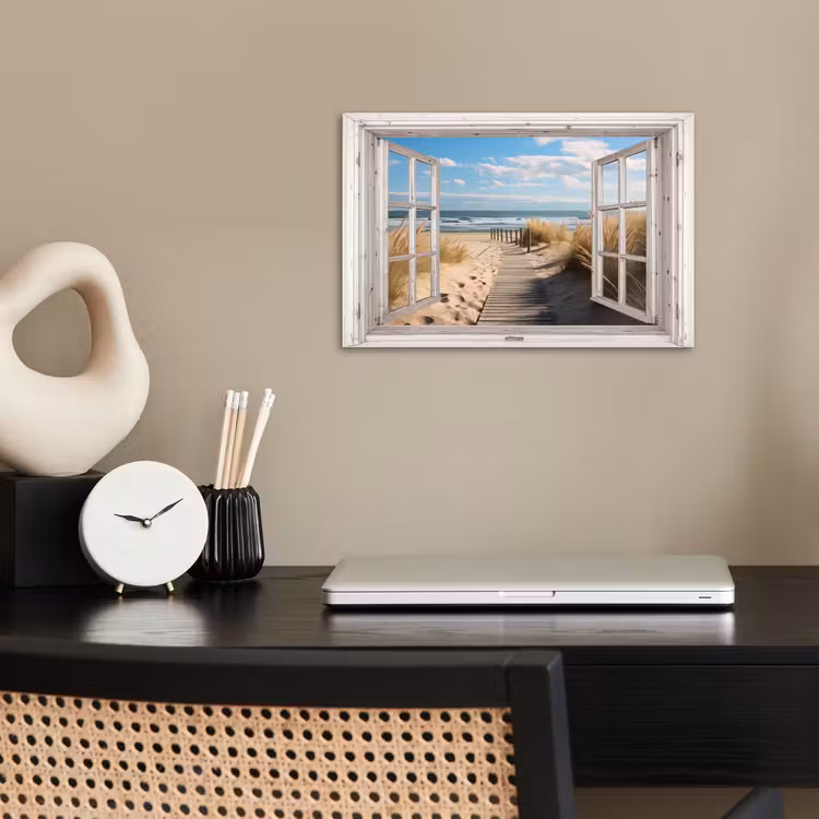 Poster - Raam - Zee - Kust - Natuur - Doorkijk - Strand - Waddenzee — 2