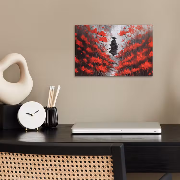 Poster - Rode bloemen - mistig - Man — 2
