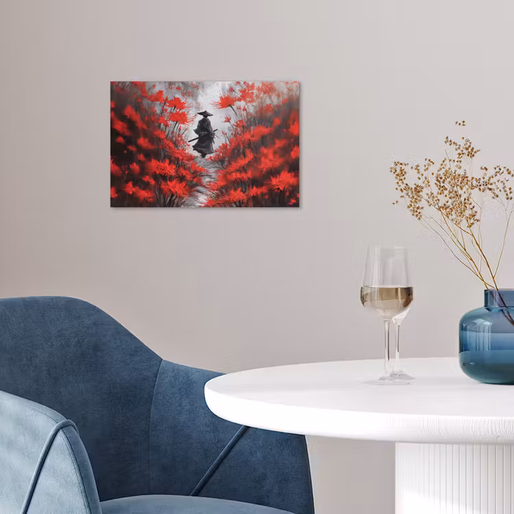 Poster - Rode bloemen - mistig - Man — 4