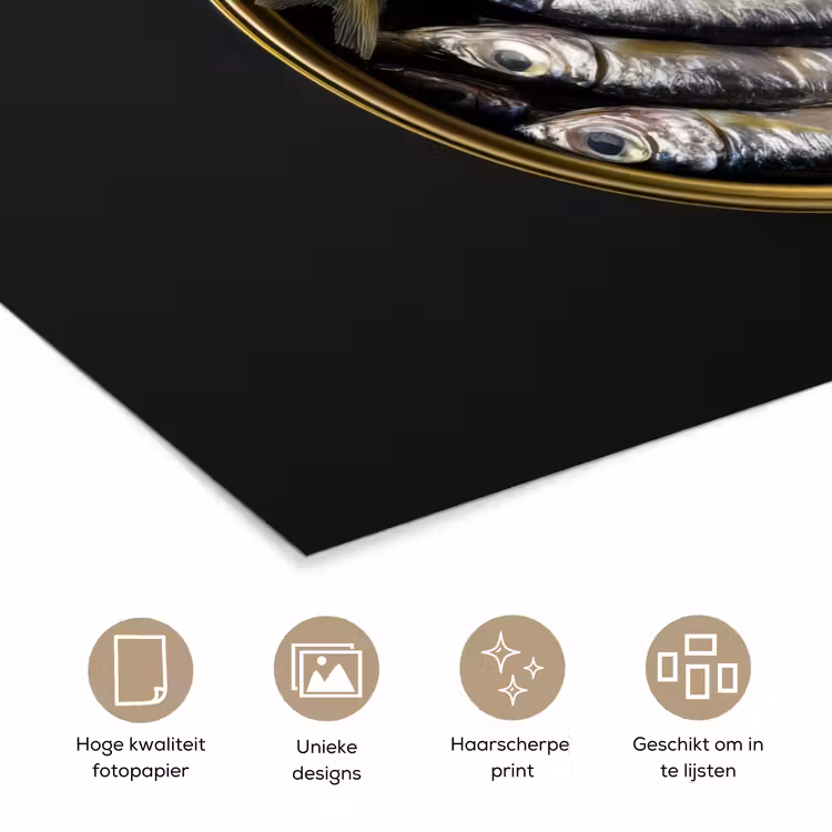 Poster - Sardines - Vissen - Rond - Zwart — 5