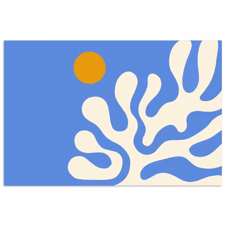Poster - Minimalistisch - Organisch patroon - Blauw — 1