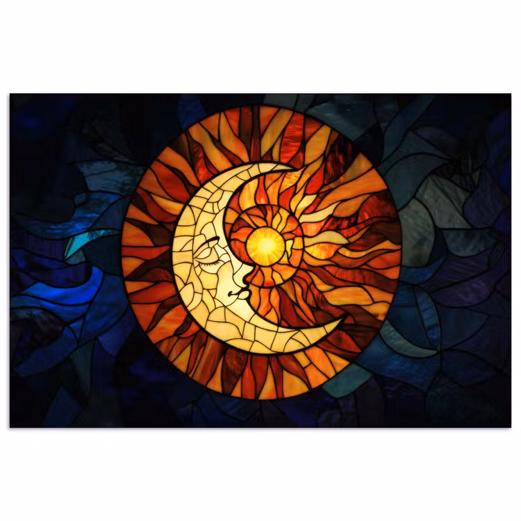 Poster - Mozaïek - Glas - Maan - Donkerblauw — 1