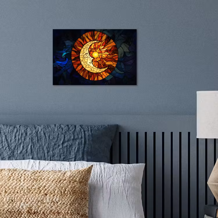 Poster - Mozaïek - Glas - Maan - Donkerblauw — 3