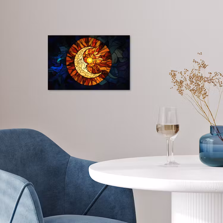 Poster - Mozaïek - Glas - Maan - Donkerblauw — 4