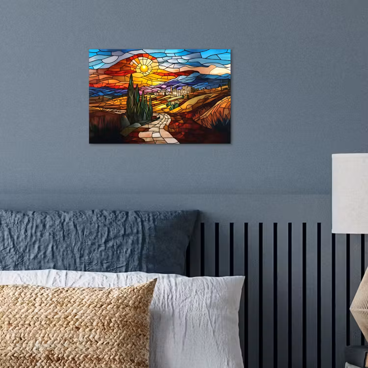 Poster - Mozaïek - Zon - Landschap - Dorp — 3