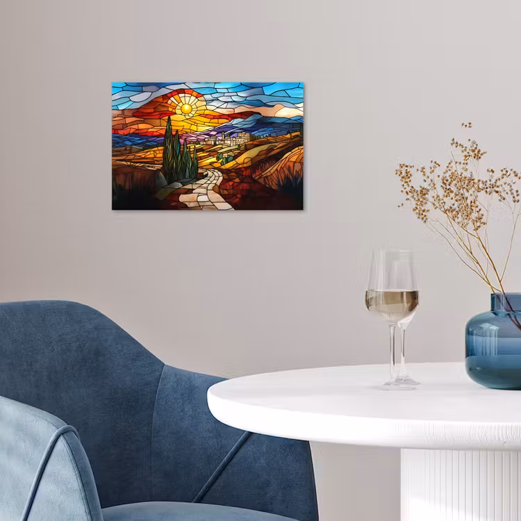 Poster - Mozaïek - Zon - Landschap - Dorp — 4