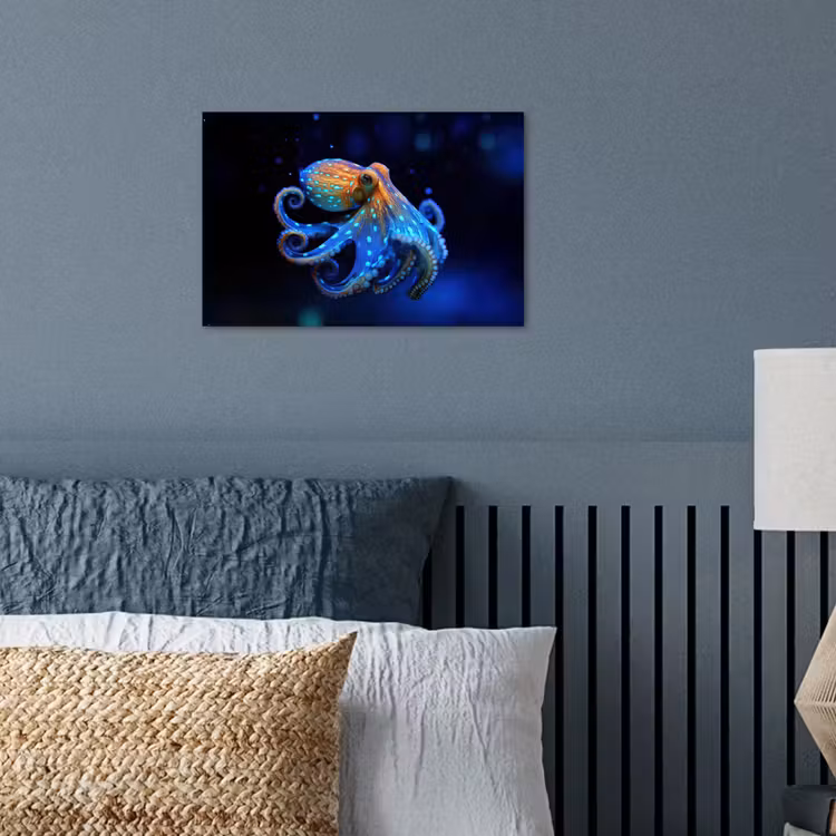 Poster - Octopus - Stippen - Blauw - Zee — 3