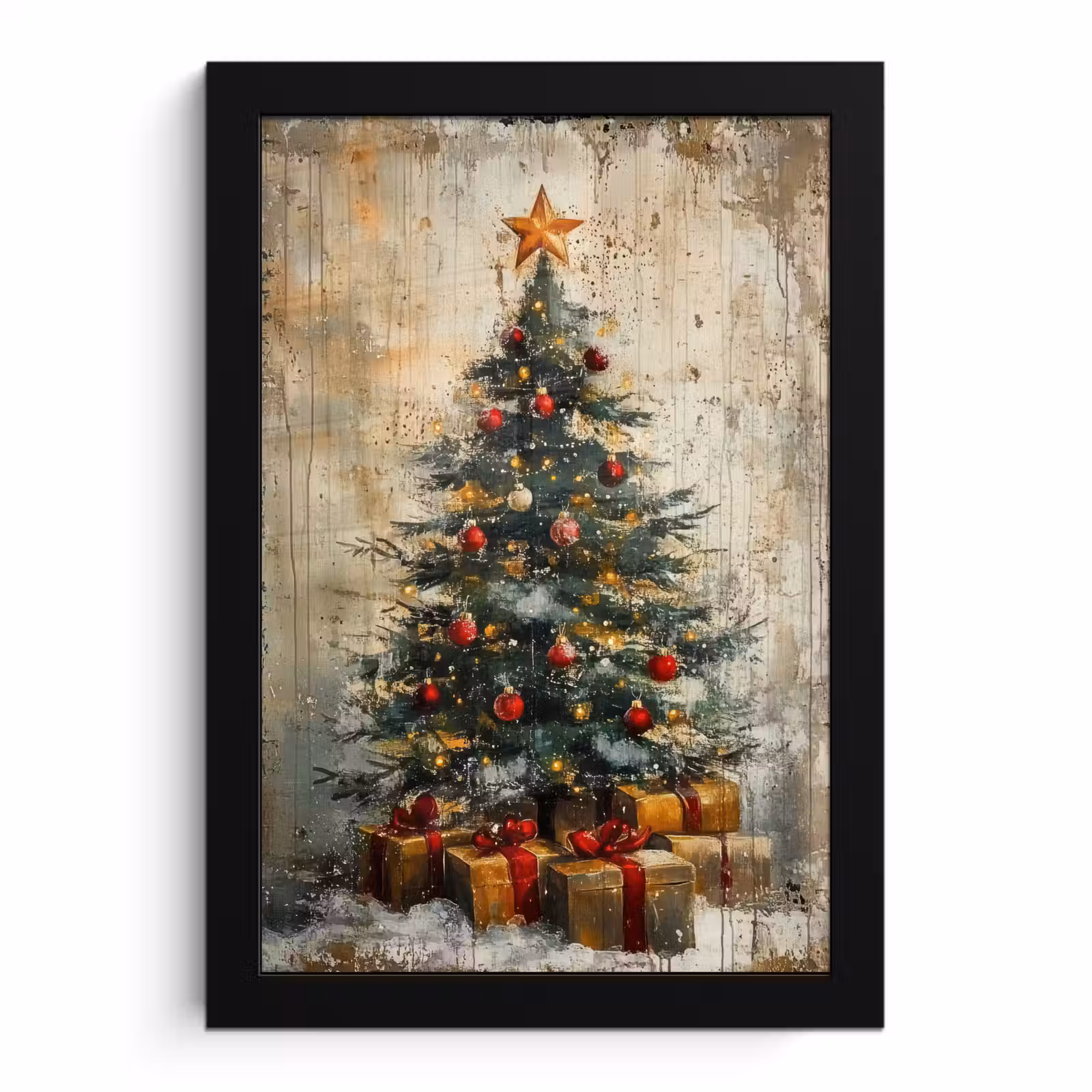 Poster met lijst - Kerstboom - Vintage - Kerst - Cadeau — 1