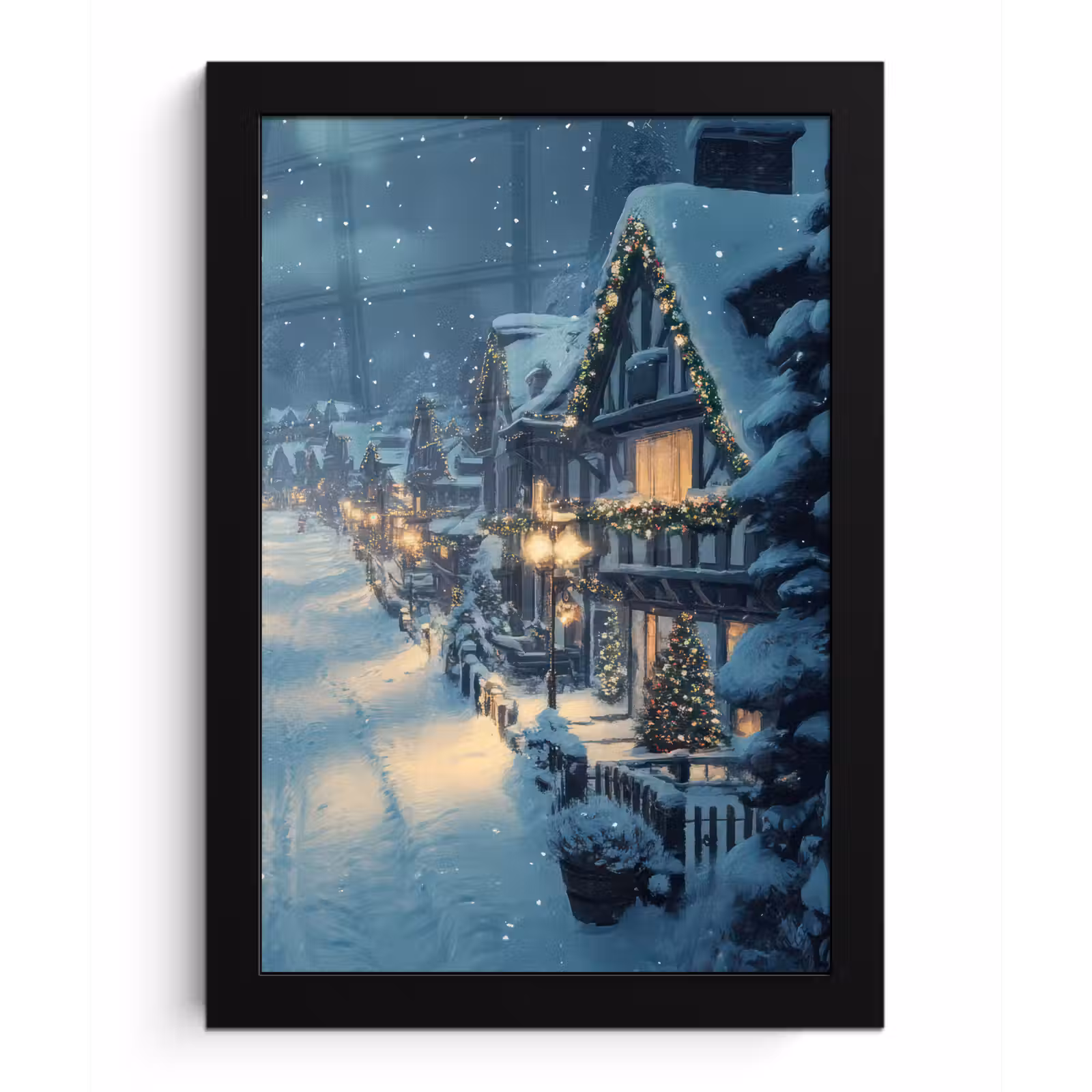 Poster met lijst - Kerstdorp - Kerst - Sneeuw - Winter — 1
