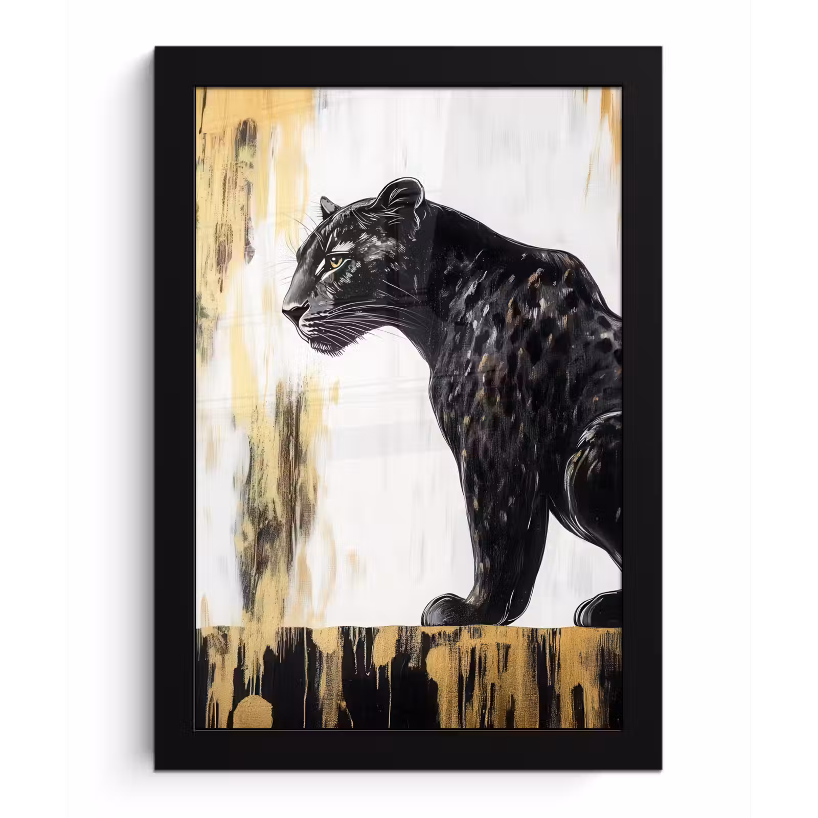 Poster met lijst - Panter - Zwart - Abstract - Goud — 1