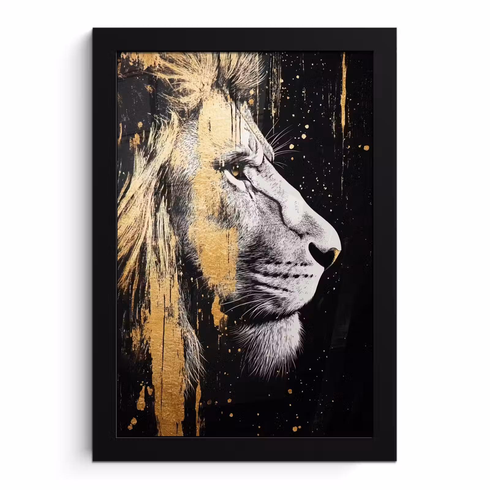 Poster met lijst - Portret - Leeuw - Abstract - Goud — 1