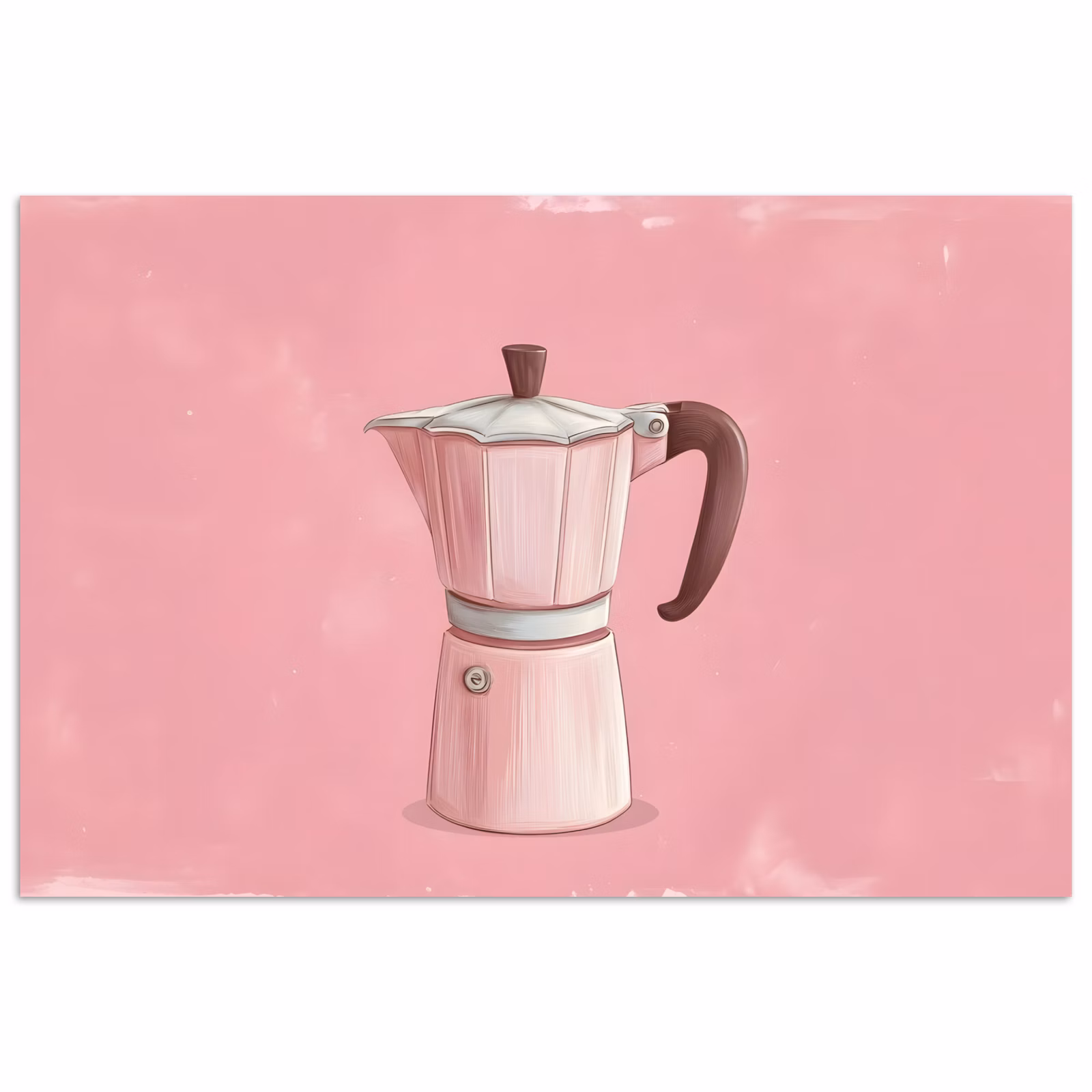 Poster - Roze - Mokkapot - Illustratie - Koffie — 1