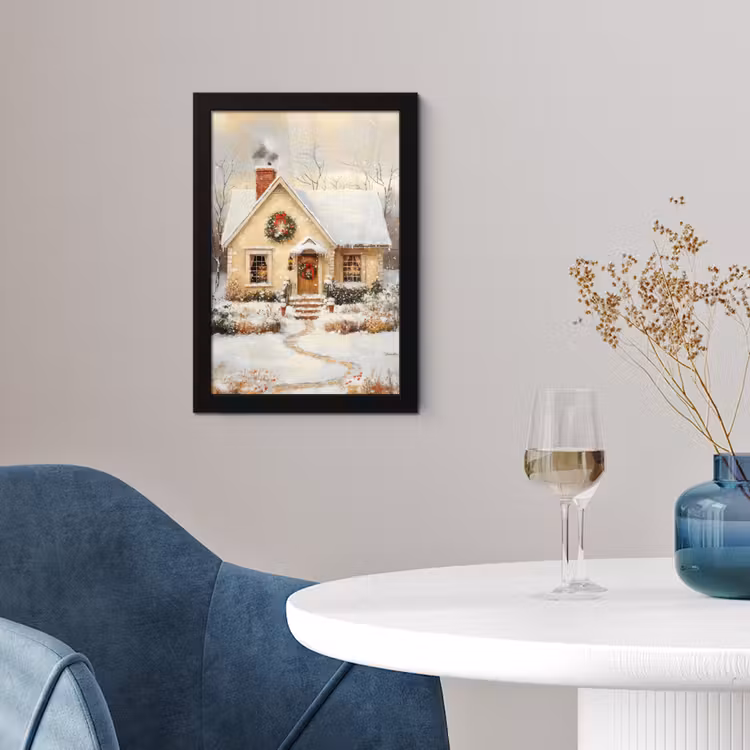 Poster met lijst - Kerst - Huis - Winter - Sneeuw — 2