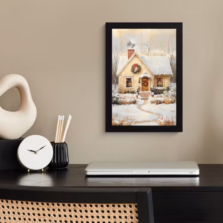 Poster met lijst - Kerst - Huis - Winter - Sneeuw — 3