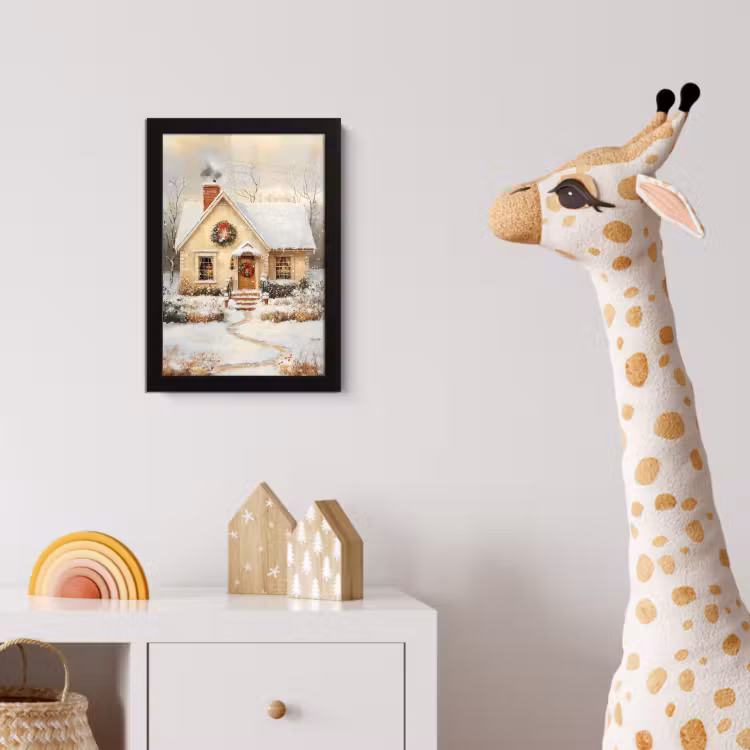 Poster met lijst - Kerst - Huis - Winter - Sneeuw — 5