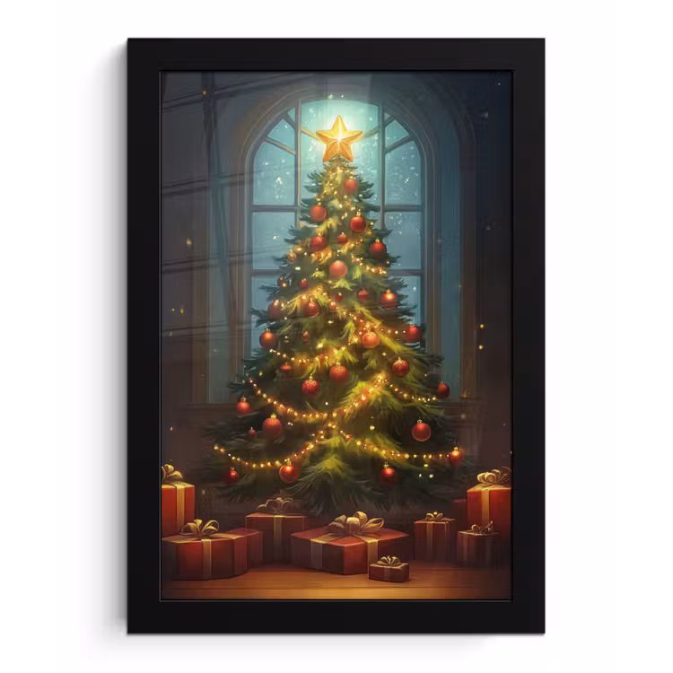 Poster met lijst - Kerstboom - Cadeau - Kerst - Winter — 1