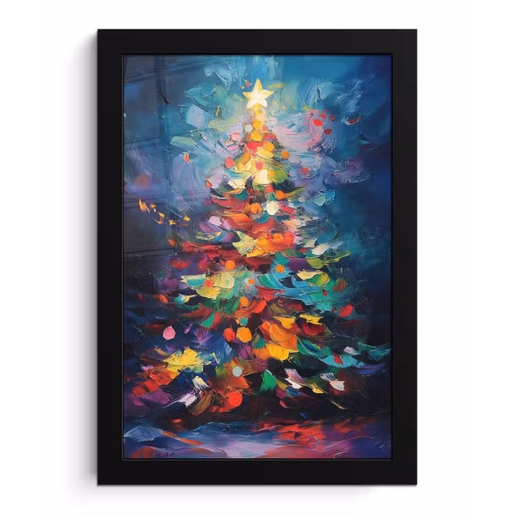 Poster met lijst - Kerstboom - Kerst - Abstract - Kleurrijk — 1