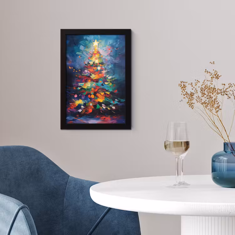 Poster met lijst - Kerstboom - Kerst - Abstract - Kleurrijk — 2