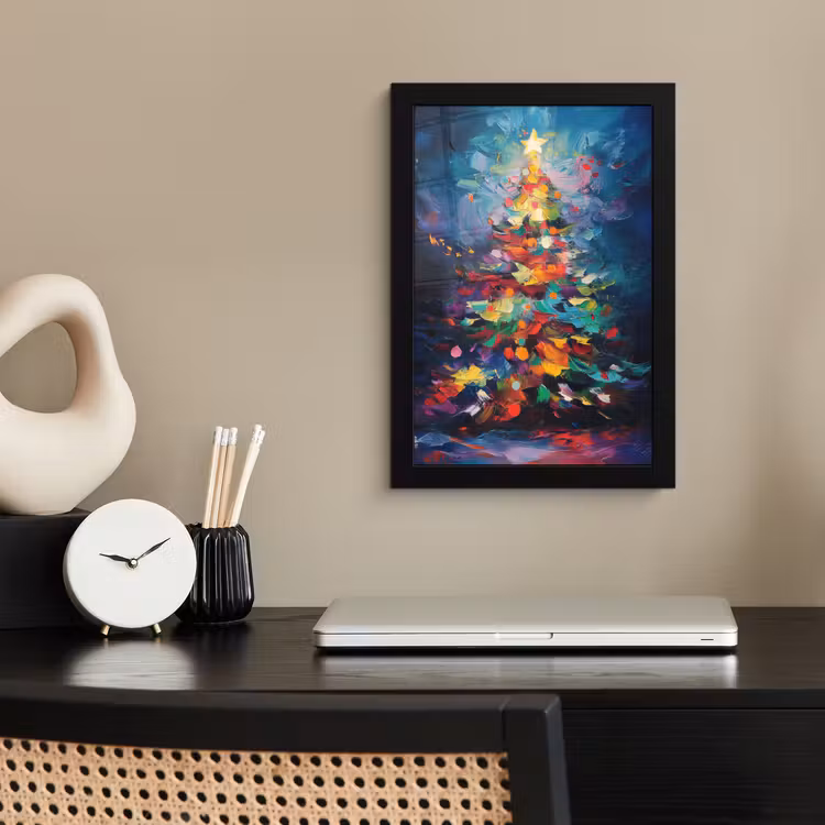 Poster met lijst - Kerstboom - Kerst - Abstract - Kleurrijk — 3