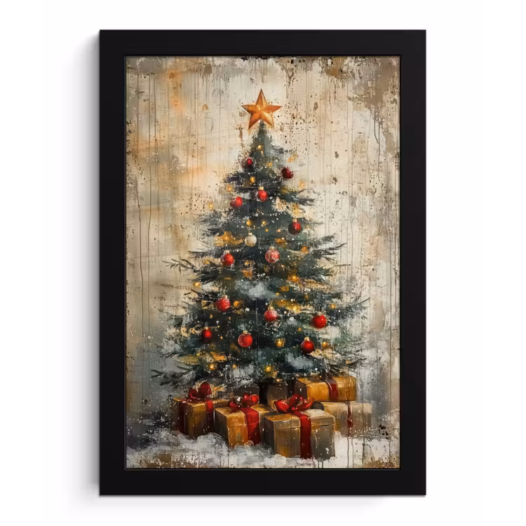 Poster met lijst - Kerstboom - Vintage - Kerst - Cadeau — 1
