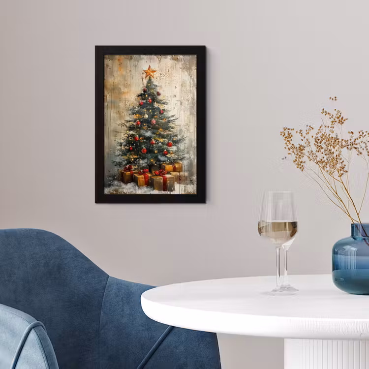 Poster met lijst - Kerstboom - Vintage - Kerst - Cadeau — 2
