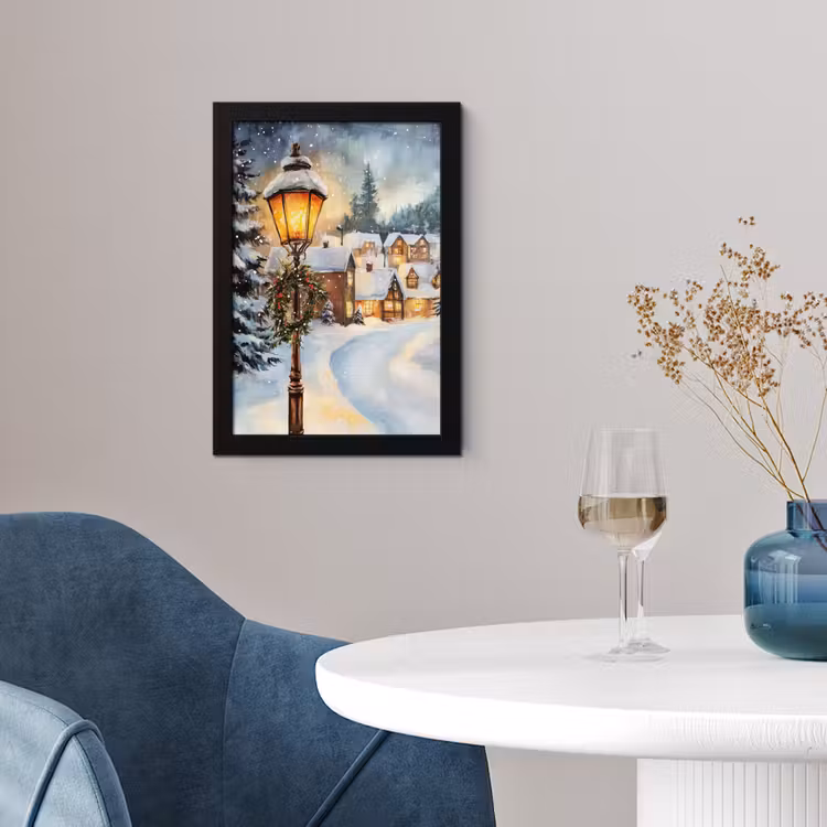 Poster met lijst - Kerstdorp - Huizen - Sneeuw - Kerst — 2