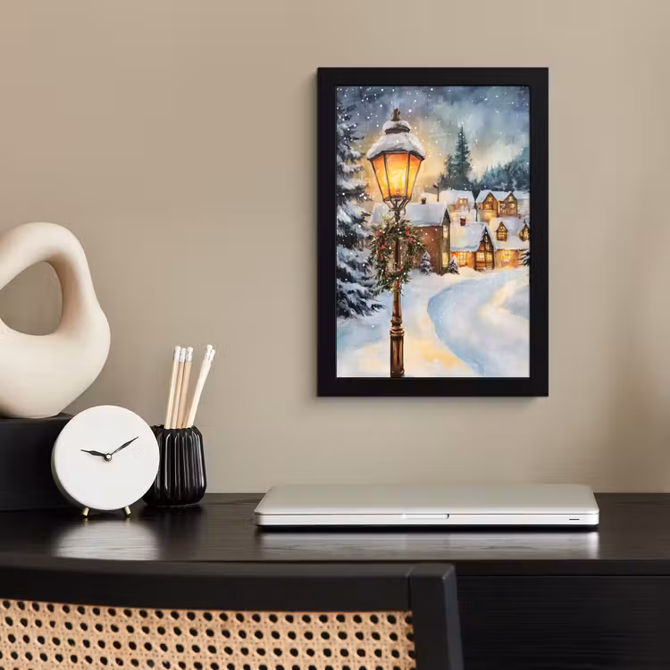Poster met lijst - Kerstdorp - Huizen - Sneeuw - Kerst — 3