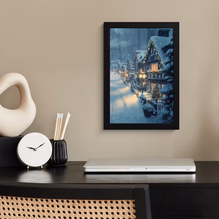 Poster met lijst - Kerstdorp - Kerst - Sneeuw - Winter — 3
